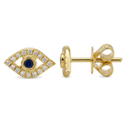 Mini Diamond Pave Evil Eye Button Earrings