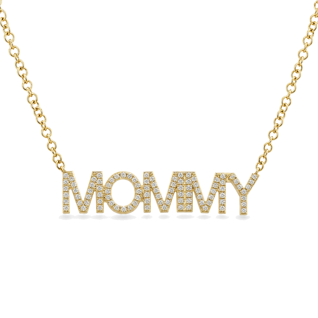 Diamond Pave Mommy Statement Necklace