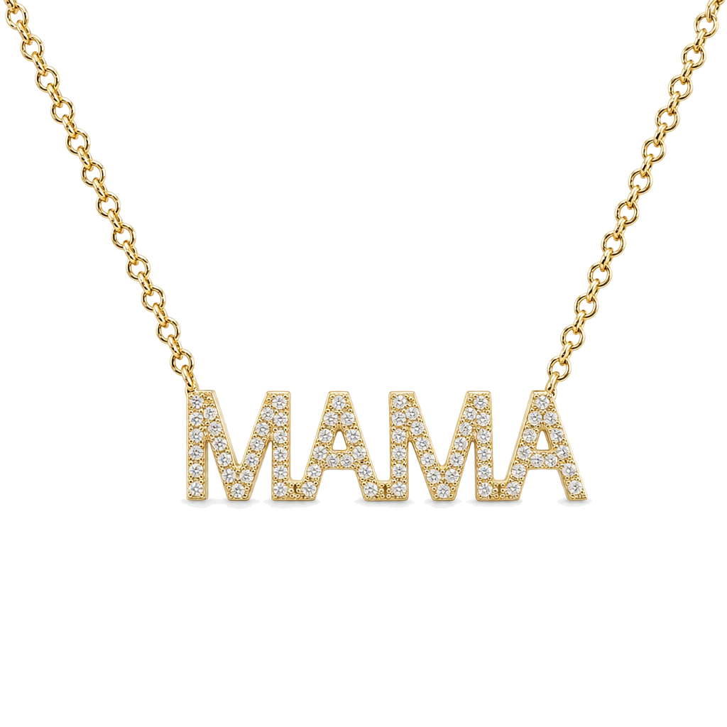 Diamond Pave Mama Statement Necklace