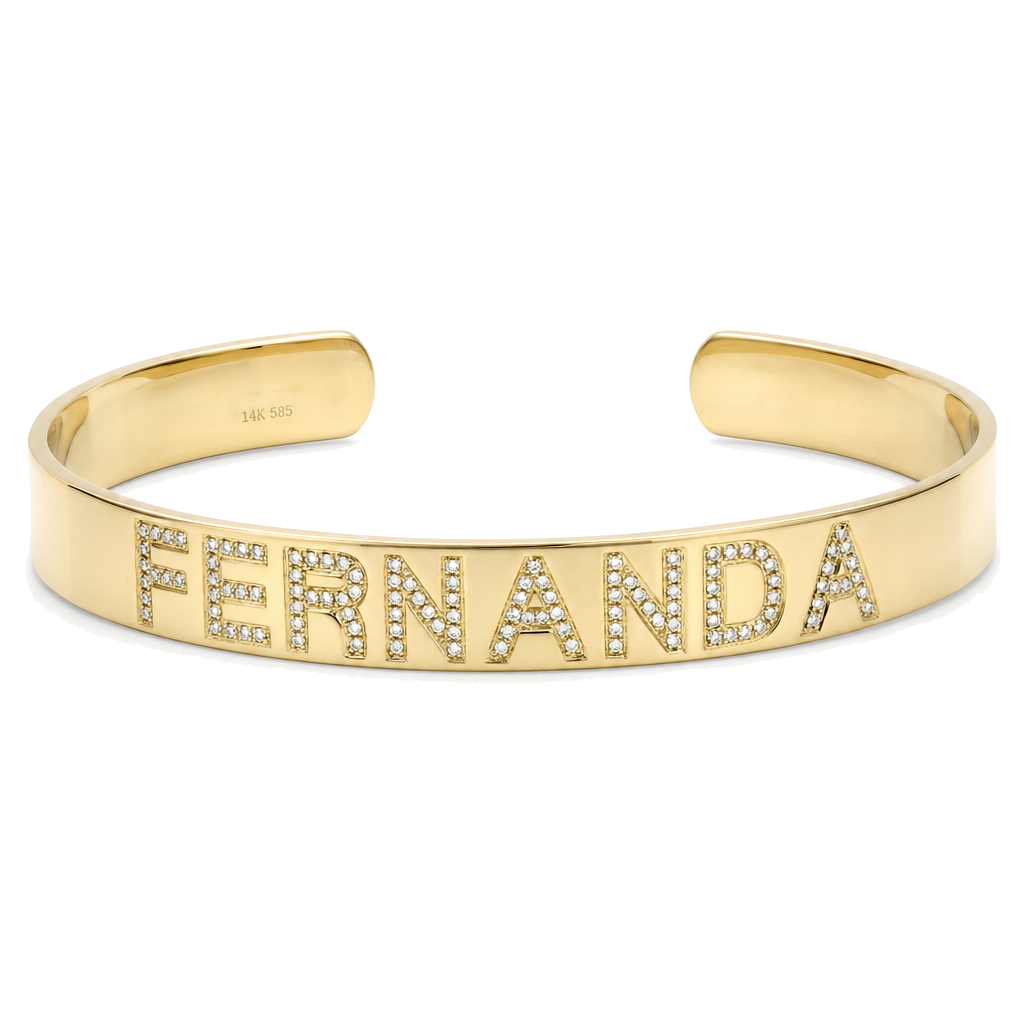 Personalized Name Diamond Cuff Bracelet