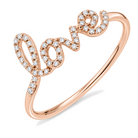 Diamond Pave Love Statement Script Ring