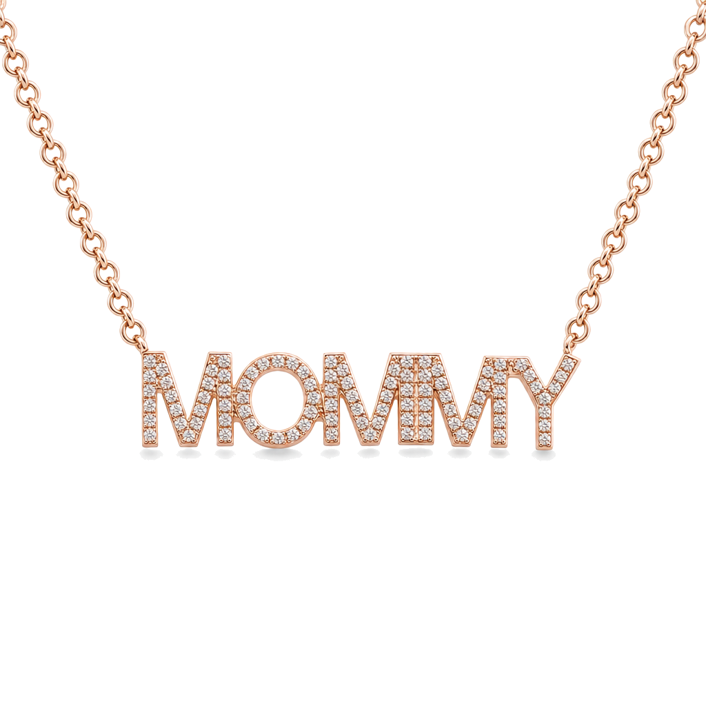 Diamond Pave Mommy Statement Necklace