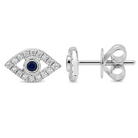 Mini Diamond Pave Evil Eye Button Earrings