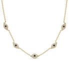 Micro Pave Diamond Blue Evil Eyes Necklace