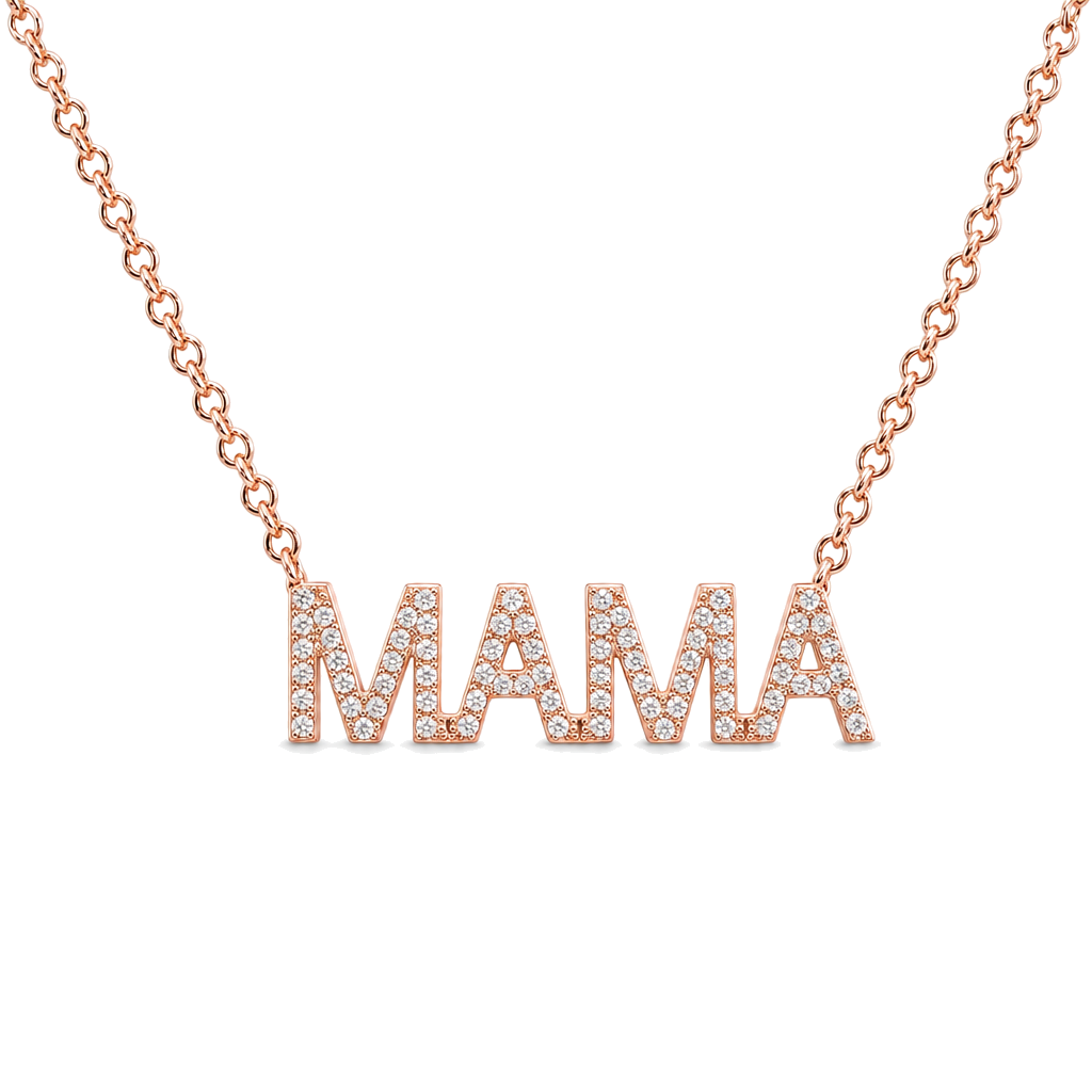 Diamond Pave Mama Statement Necklace