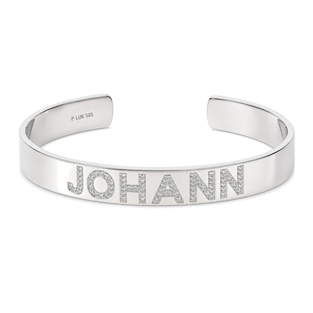 Personalized Name Diamond Cuff Bracelet