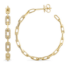 Micro Pave Diamond Links Hoop Earrings, diamond, Izakov Fine Jewelry