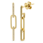 Micro Pave Diamond Links Paper Clip Earrings