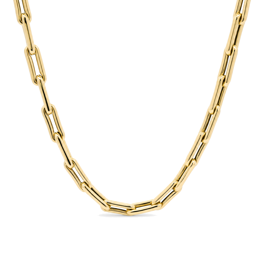 Pinched Paper Clip Link Gold Chain Necklace