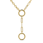 Half Cable Link Half Round Paper Clip Lariat Gold Chain Necklace