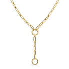 Knife Edge Paper Clip Link Lariat Gold Necklace, 14K gold, Izakov Fine Jewelry