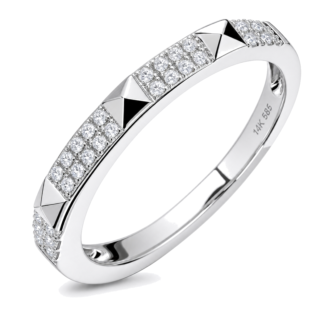 Micro Pave Pyramid Studs Diamond Ring