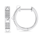 3-Row Micro Pave Diamond Pyramid Stud Huggies