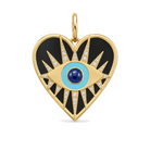 Evil Eye on Black Onyx Heart Necklace Charm