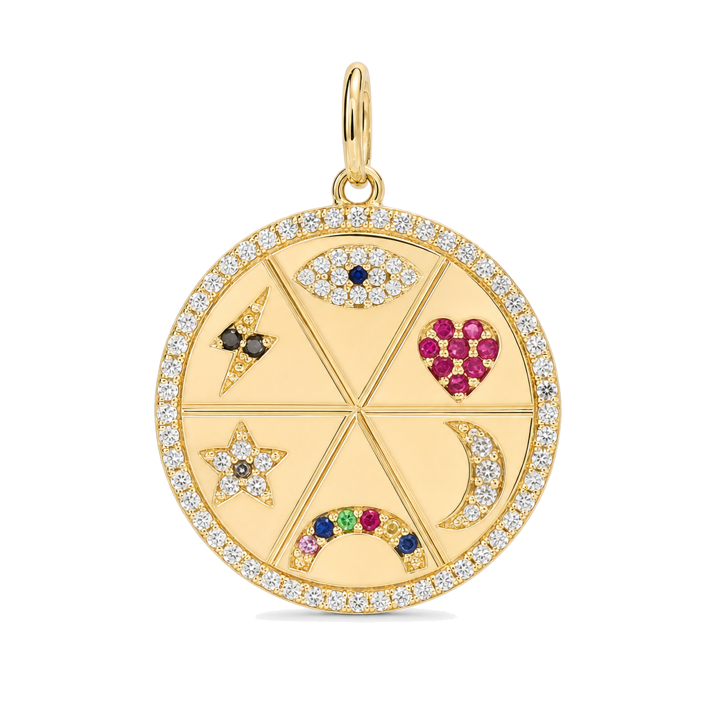 Diamonds + Gemstones Medallion Coin Necklace Charm