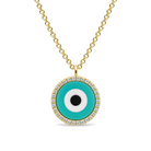 Diamond Halo Gemstone Evil Eye Necklace, diamond, Izakov Fine Jewelry