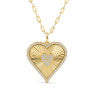 Diamond Halo Radiating Heart Link Necklace