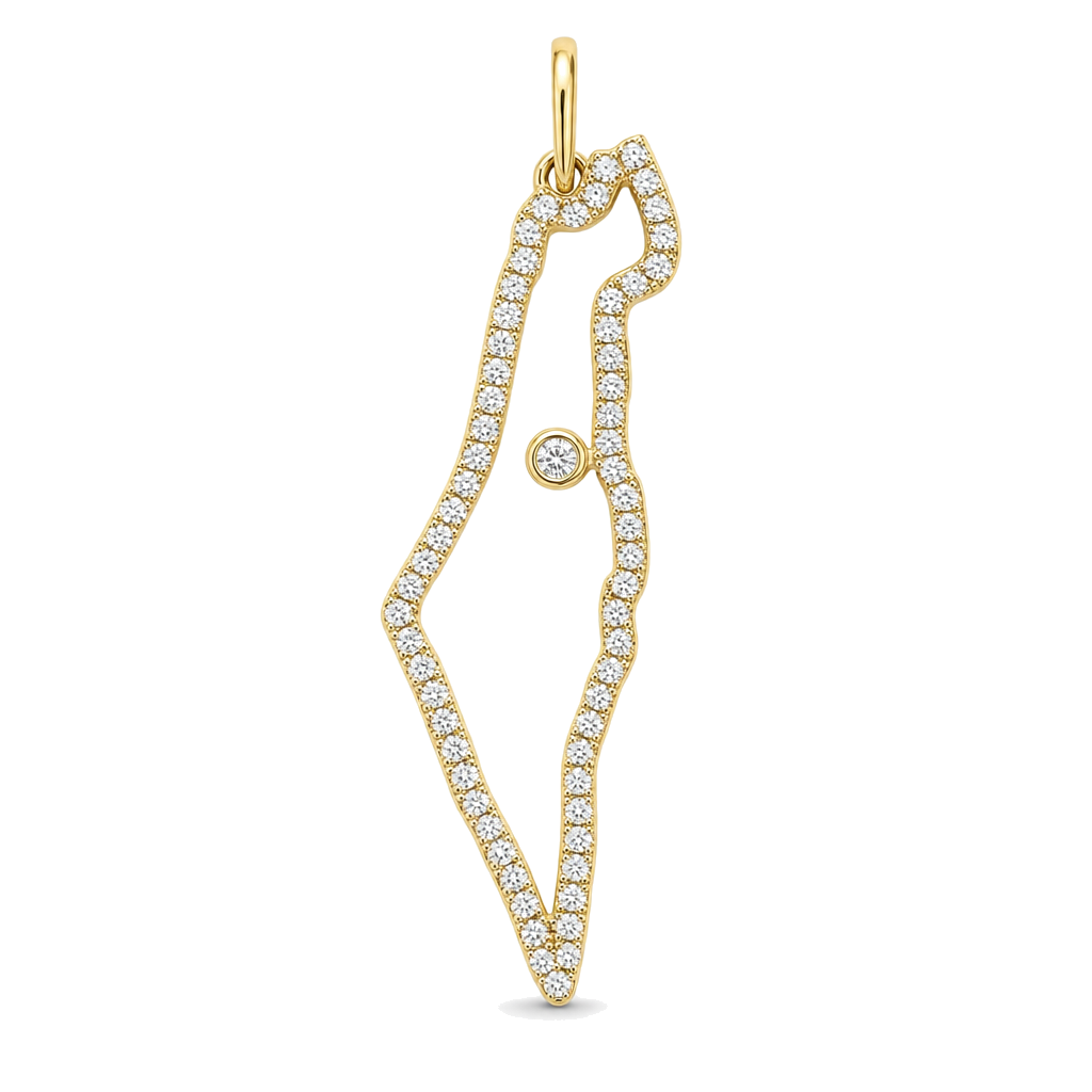 Diamond Outline Land Of Israel Pendant