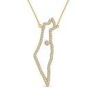 Diamond Outline Land Of Israel Necklace, diamond, Izakov Fine Jewelry