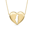 Land Of Israel Cutout Heart Gold Necklace ©, 14K gold, Izakov Fine Jewelry