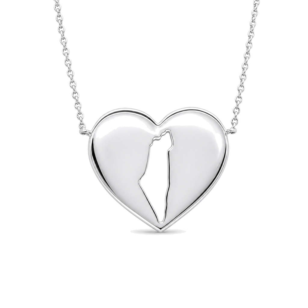 Land Of Israel Cutout Heart Gold Necklace ©