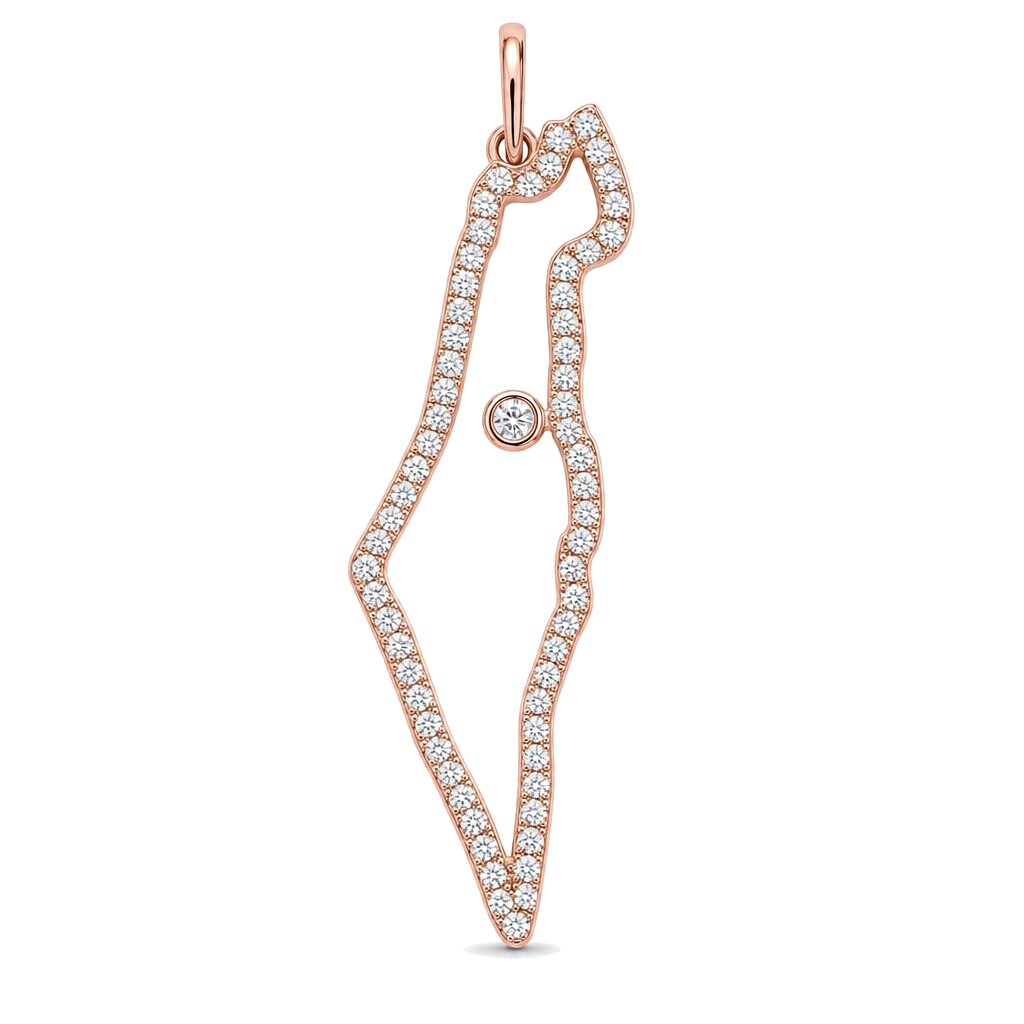 Diamond Outline Land Of Israel Pendant