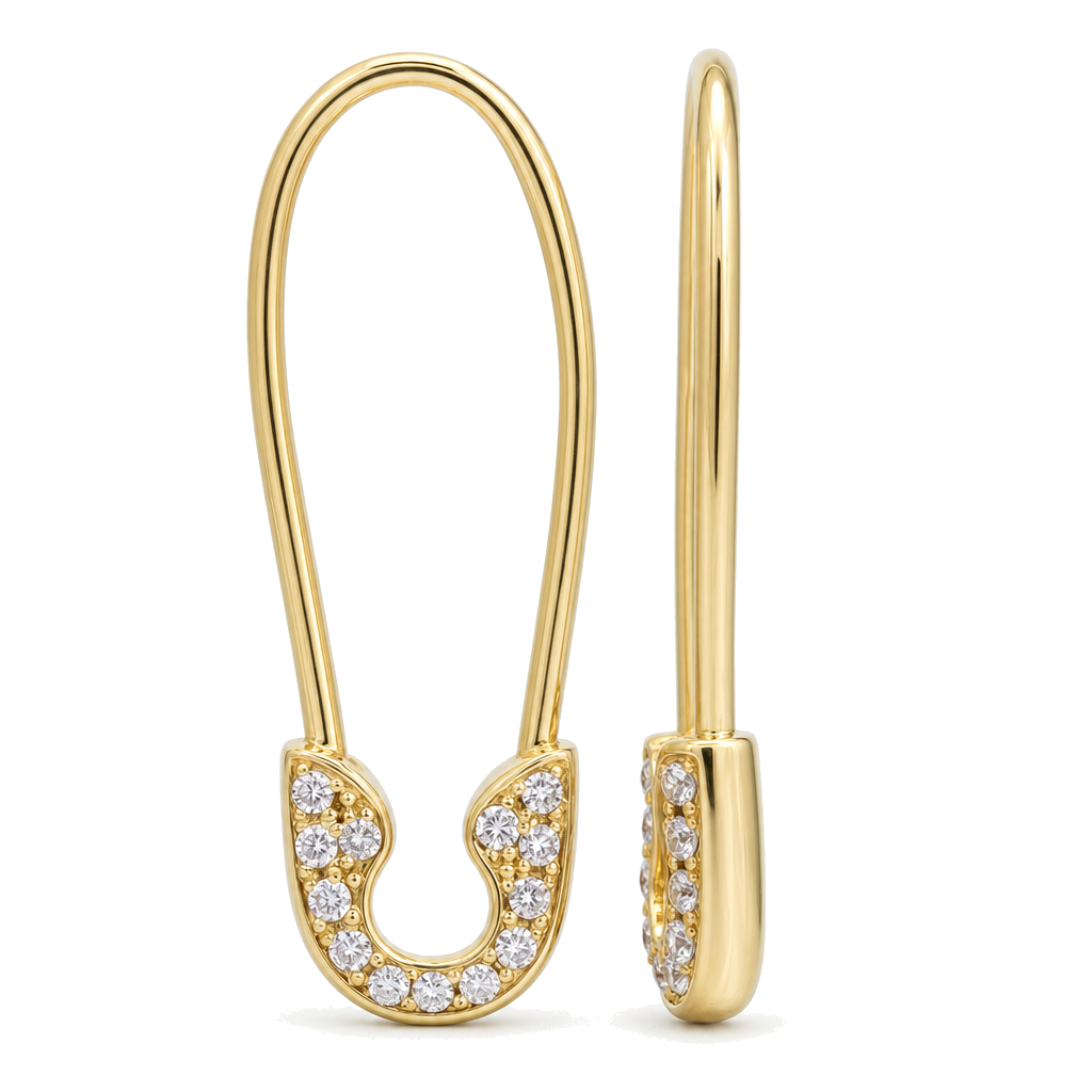 Petite Diamond Safety Pin Earrings