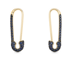 Micro Pave Blue Sapphire Small Safety Pin Earrings