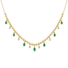 Drop Pear Gemstone Bezel Ball Chain Diamond Necklace