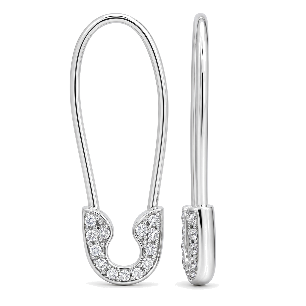 Petite Diamond Safety Pin Earrings