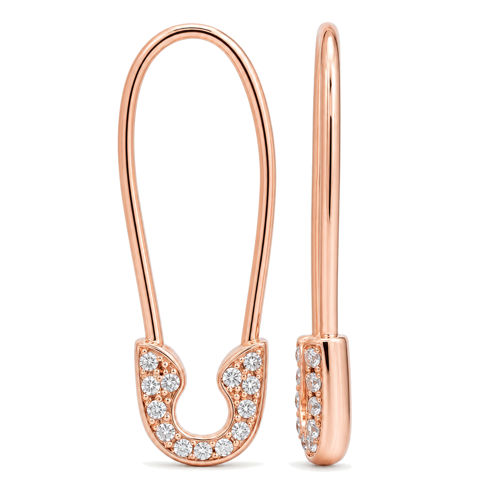 Petite Diamond Safety Pin Earrings