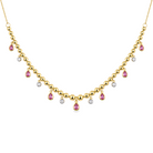 Drop Pear Gemstone Bezel Ball Chain Diamond Necklace