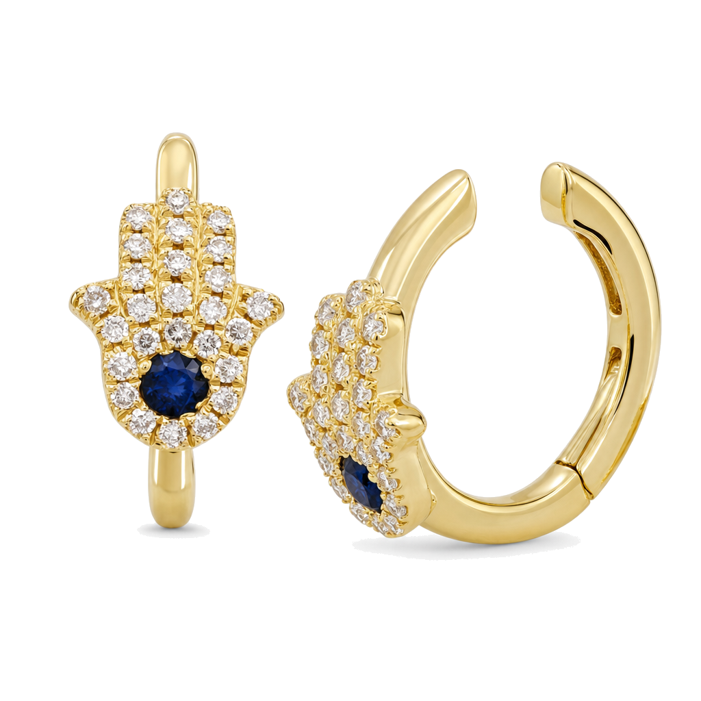 Micro Pave Diamond Hamsa Cuff Earring