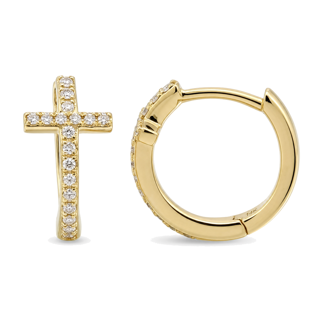 Micro Pave Diamond Cross Huggies