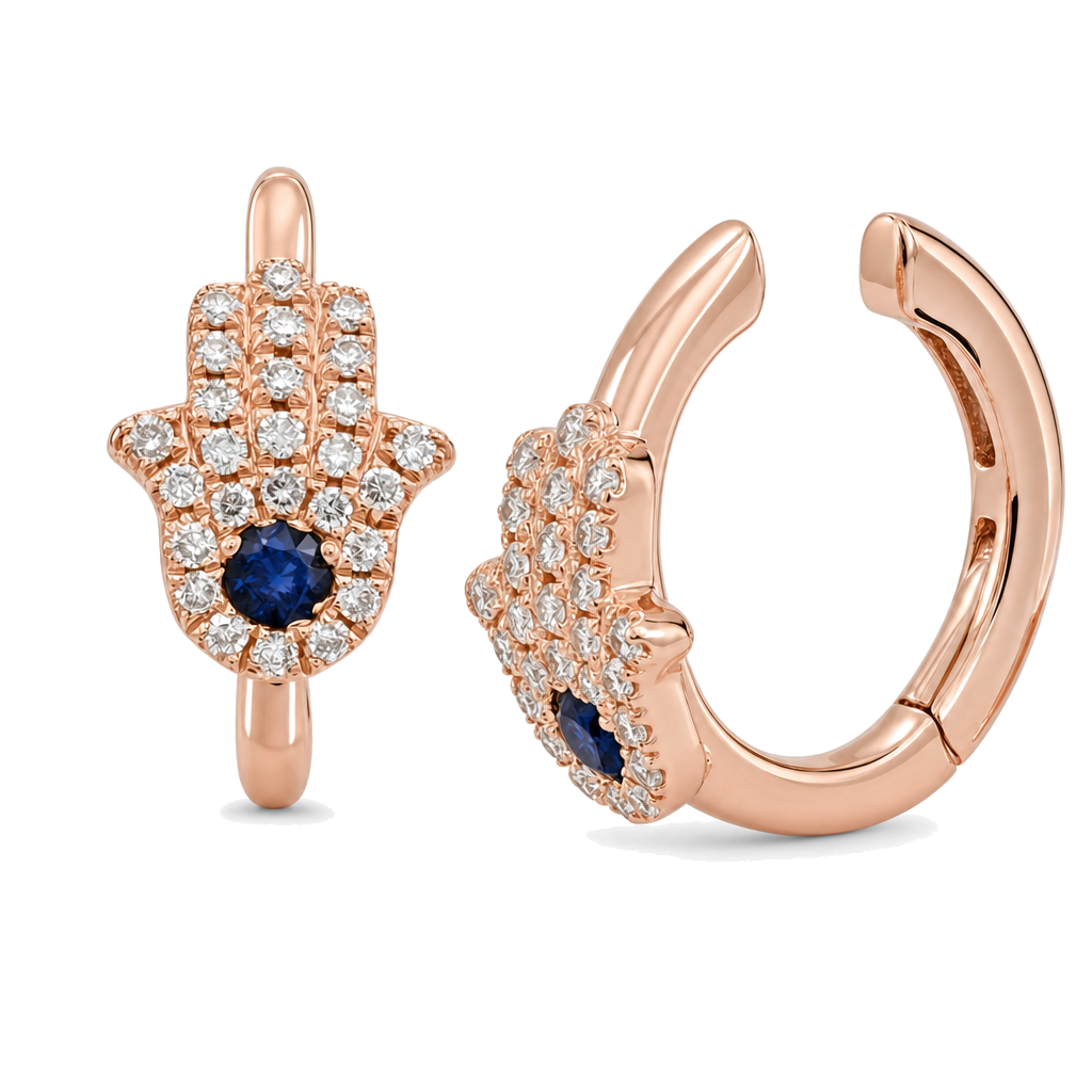 Micro Pave Diamond Hamsa Cuff Earring