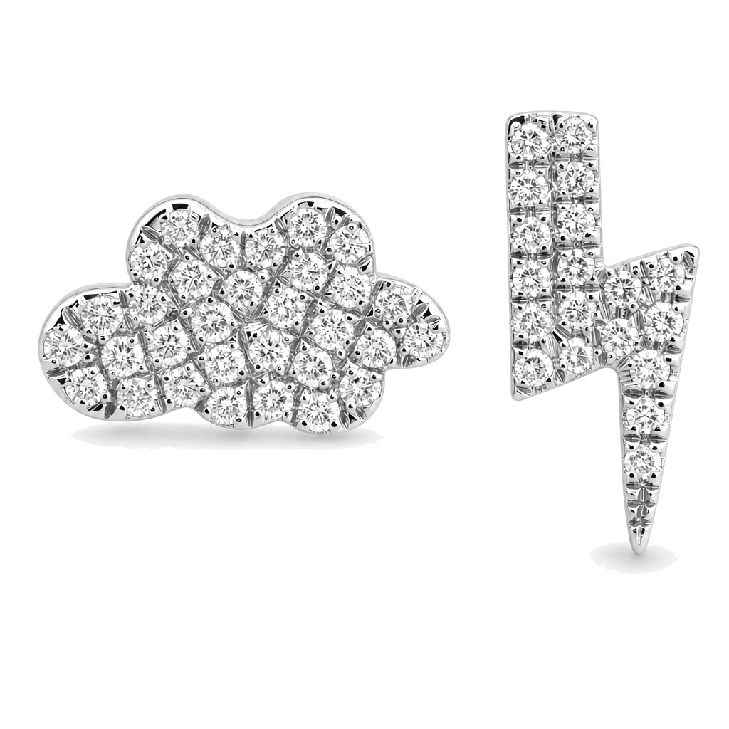 Diamond Pave Bolt + Cloud Mismatch Button Earrings
