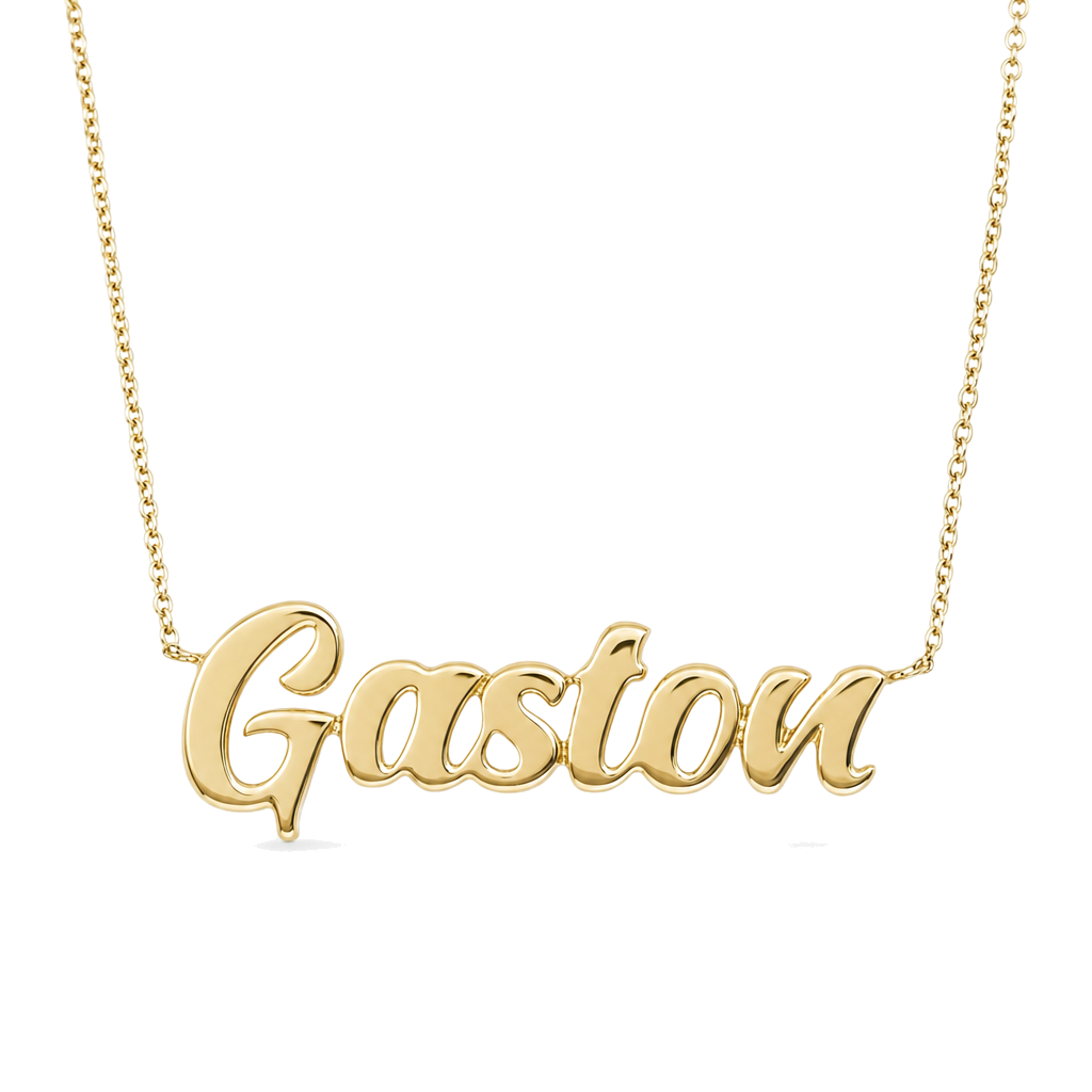 Personalized Script Nameplate Gold Necklace