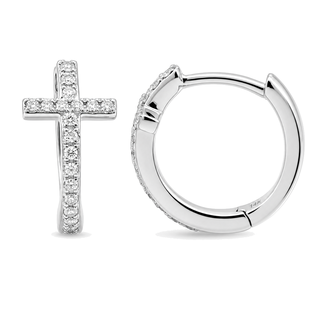 Micro Pave Diamond Cross Huggies