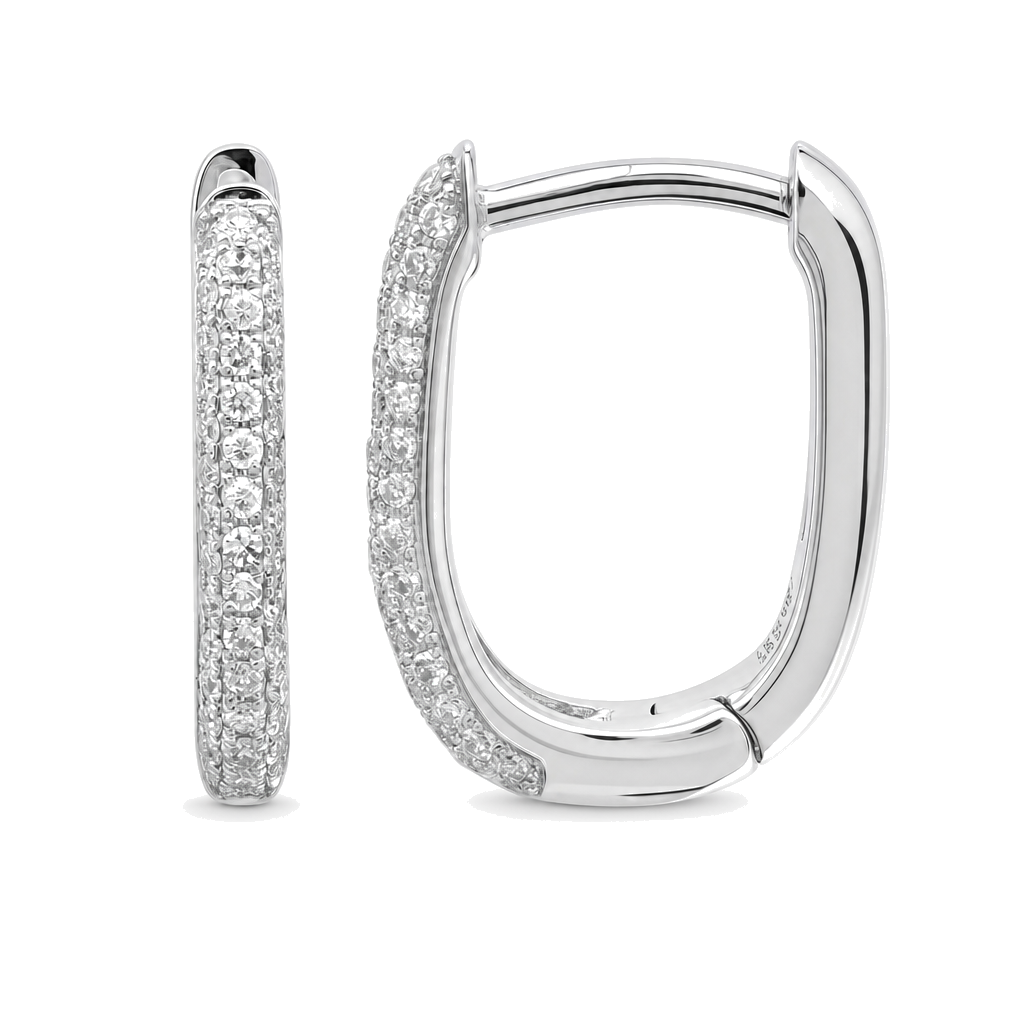 Micro Pave 3-Row Diamond U Huggies