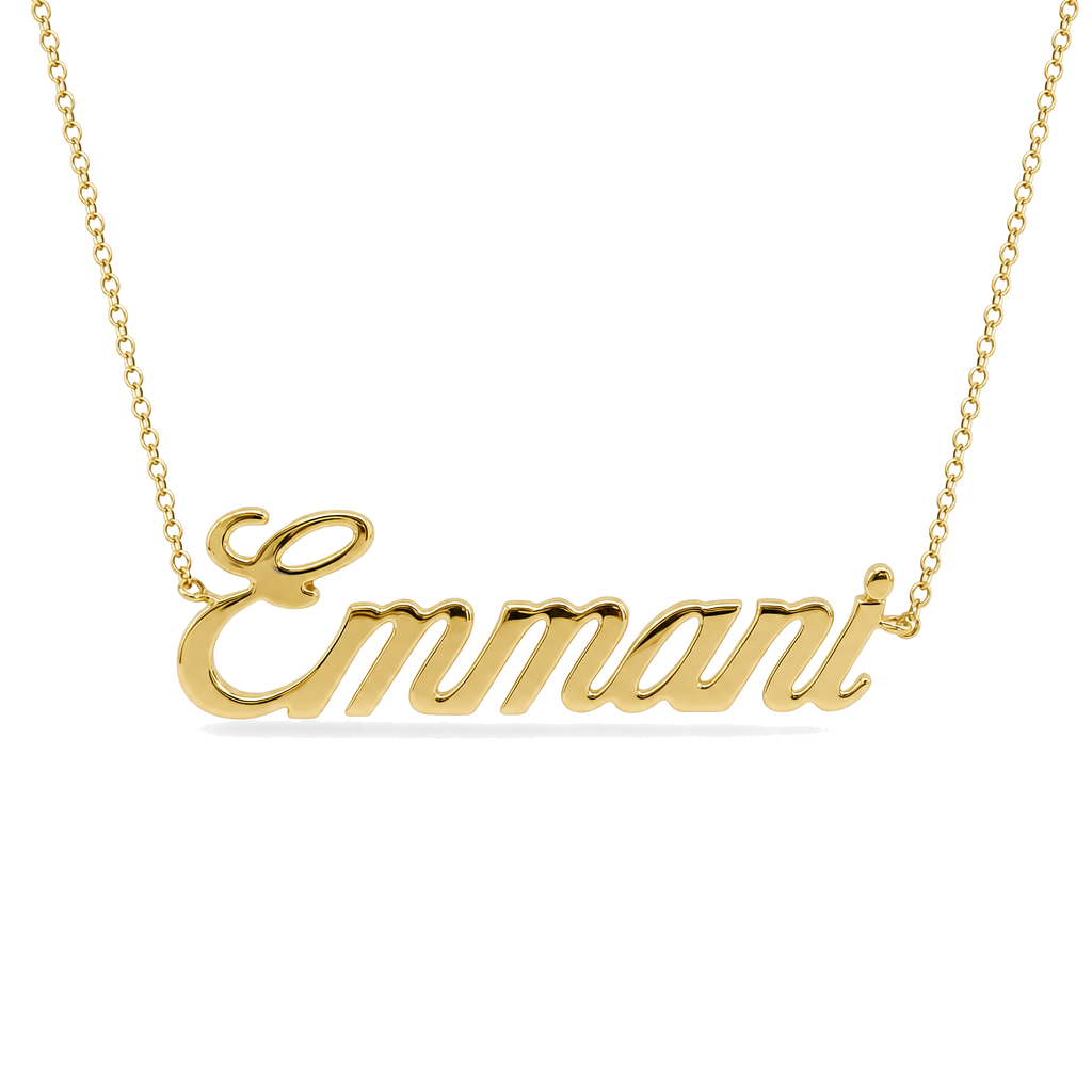 Personalized Script Nameplate Gold Necklace
