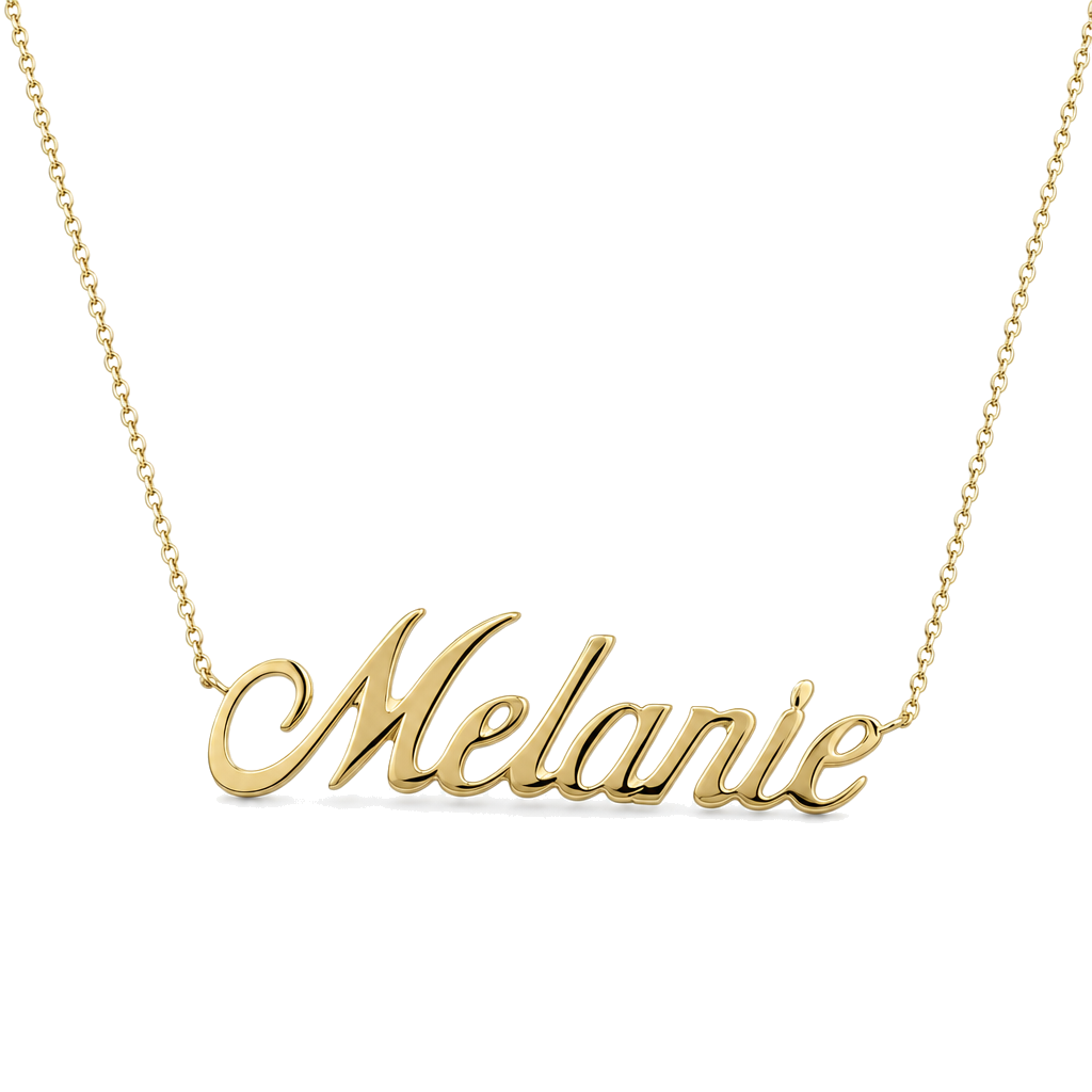 Personalized Script Nameplate Gold Necklace