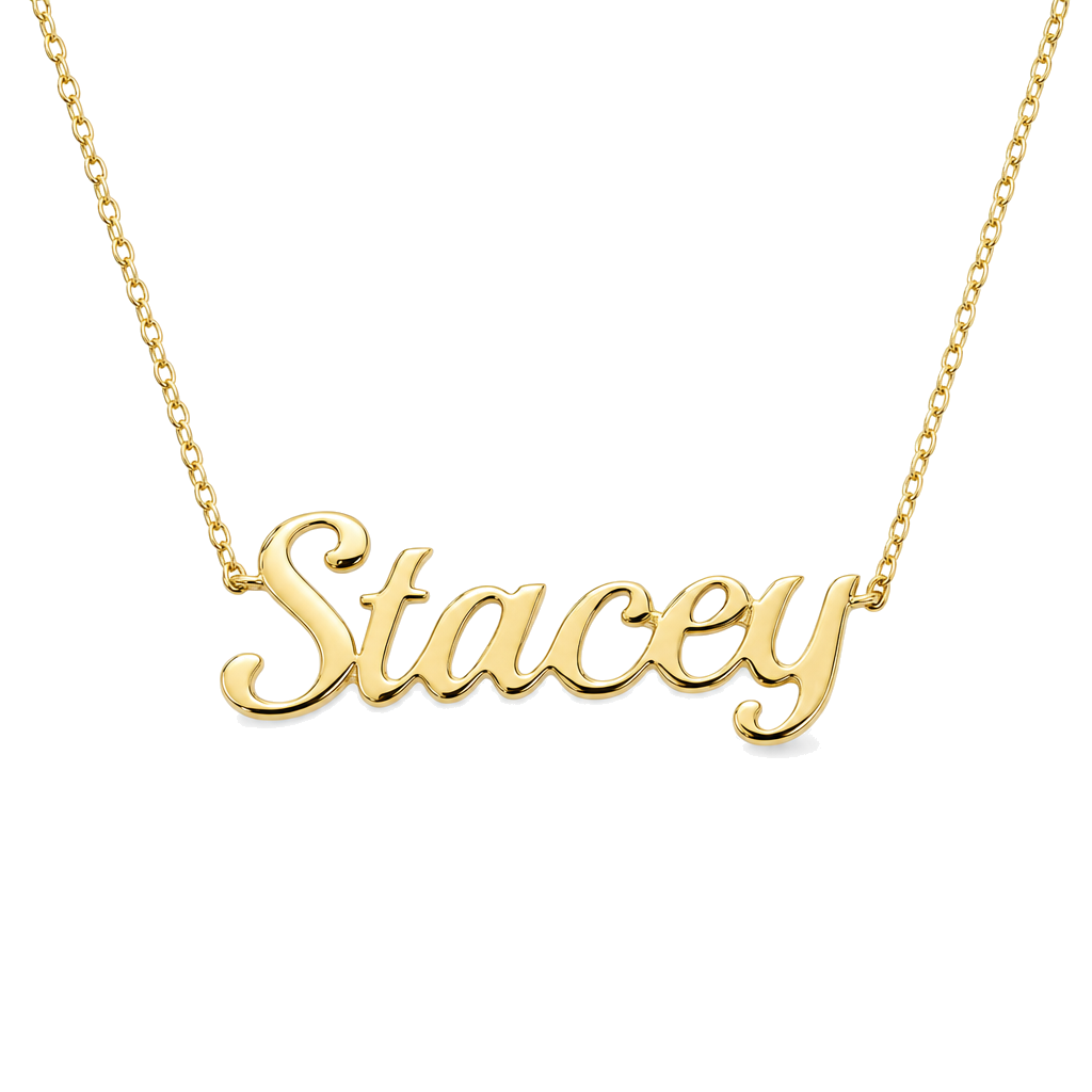 Personalized Script Nameplate Gold Necklace