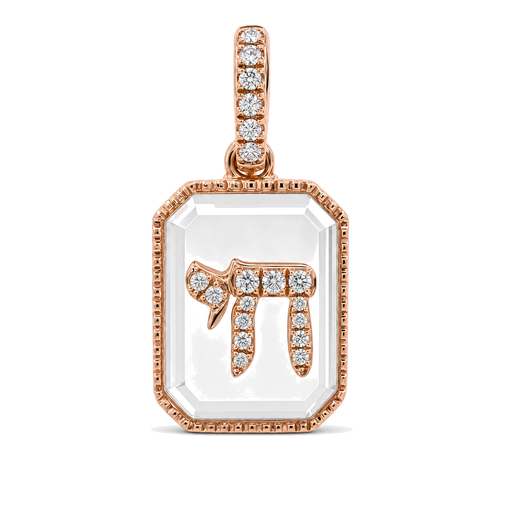 Diamond Chai On Crystal Pendant