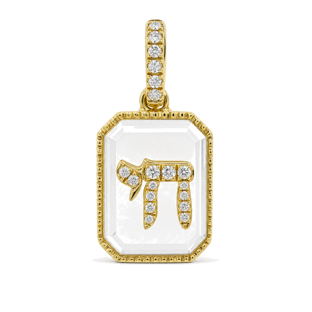 Diamond Chai On Crystal Pendant