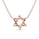 Small Diamond Accented Star of David Necklace worn on hand