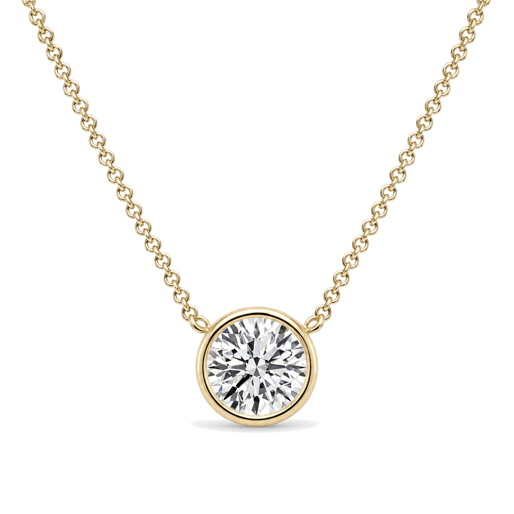 Floating Solitaire Lab-Grown Diamond Bezel Necklace