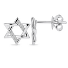 Diamond Accented Star of David Earrings close-up, diamond