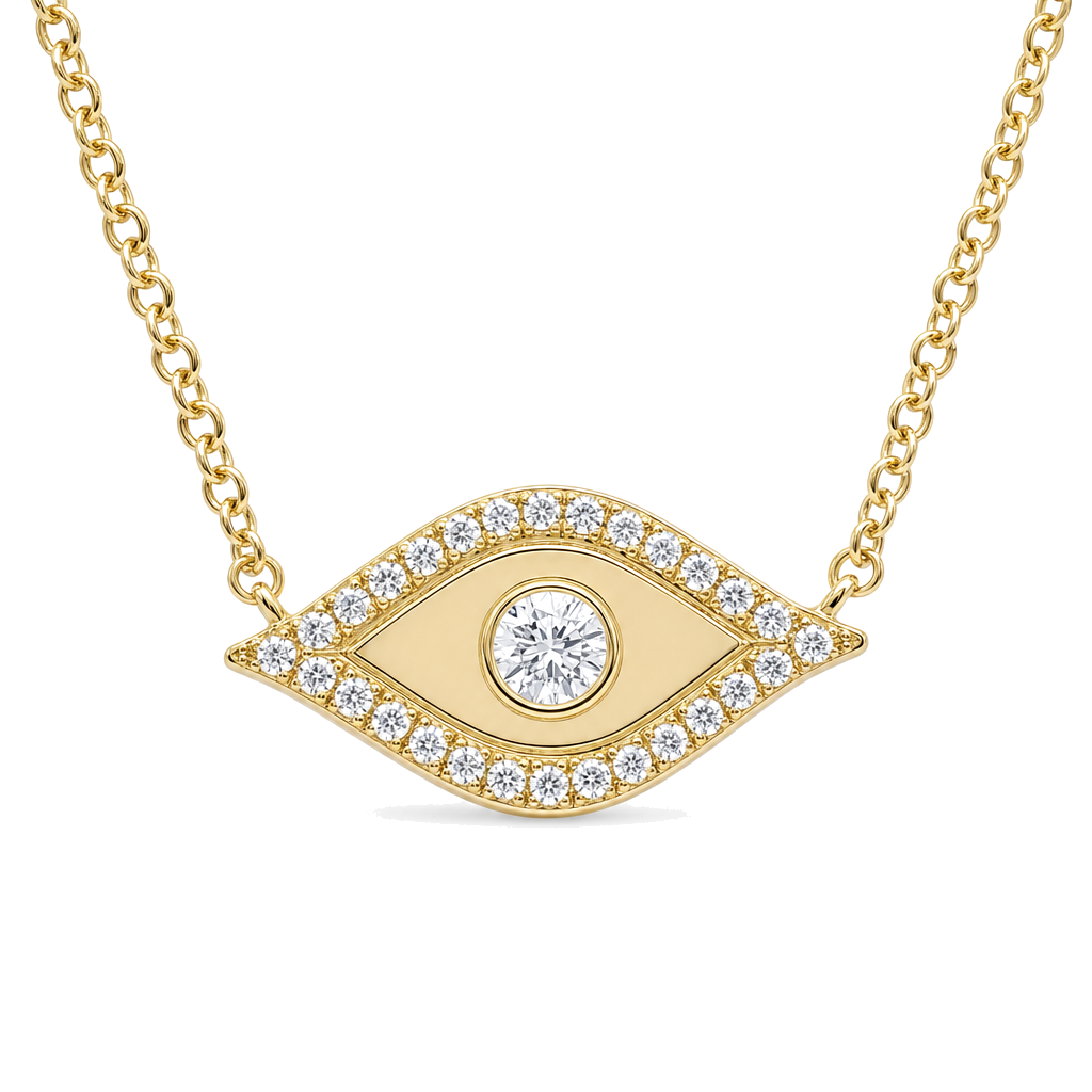 Diamond Halo Evil Eye Necklace