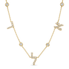 Personalized Pave Hebrew Diamond Bezel Station Necklace