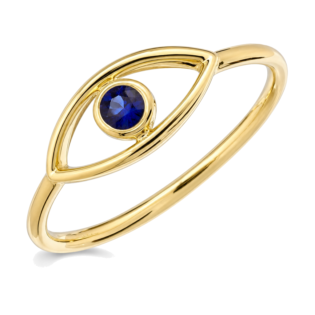 Gemstone Bezel Evil Eye Ring